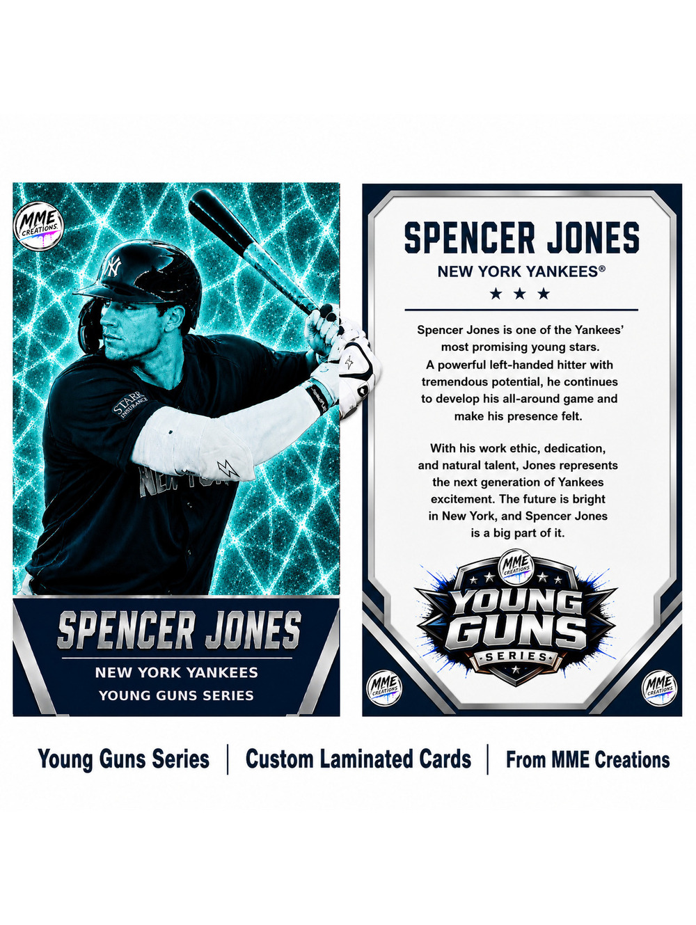 4230 Spencer Jones | Young Guns | Laminated Custom Baseball Card | Teal Ice